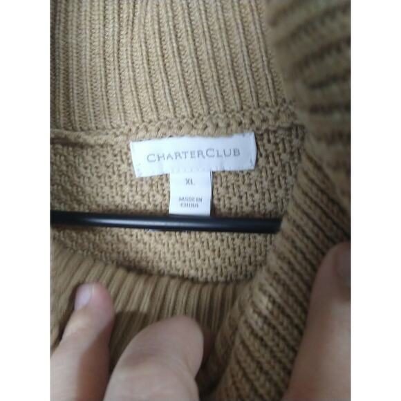 Charter Club Woman XL Sweater Brown Turtleneck Cable Knit Cabin Core - Picture 2 of 8